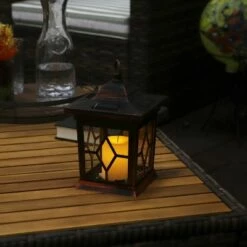 Cheapest ⌛ Sunnydaze Decor Sunnydaze Outdoor Lucien Hanging Tabletop Solar LED Rustic Farmhouse Decorative Candle Lantern - 9" - Copper 🔔