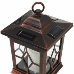 Cheapest ⌛ Sunnydaze Decor Sunnydaze Outdoor Lucien Hanging Tabletop Solar LED Rustic Farmhouse Decorative Candle Lantern - 9" - Copper 🔔 -Outdoor Lighting Store unnamed file 1009