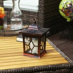 Cheapest ⌛ Sunnydaze Decor Sunnydaze Outdoor Lucien Hanging Tabletop Solar LED Rustic Farmhouse Decorative Candle Lantern - 9" - Copper 🔔 -Outdoor Lighting Store unnamed file 1012