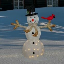 Hot Sale ⌛ Northlight 49" White and Black LED Lighted Snowman with Top Hat ❄ Christmas Outdoor Decoration 😀
