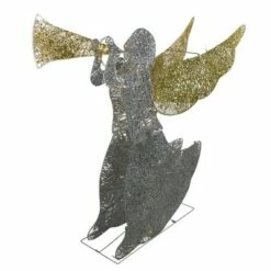 Wholesale ๐คฉ Northlight 46" Silver and Gold Lighted 3-D Glittered Angel โ Christmas Outdoor Decoration - Clear Lights โ