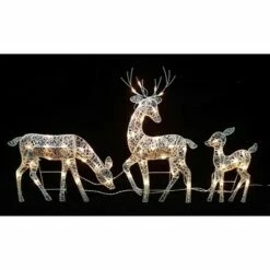 Best Sale โ Northlight Set of 3 White Glittered Doe, Fawn and Reindeer Lighted โ Christmas Outdoor Decoration โจ