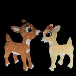 Outlet 💯 Northlight Set of 2 Lighted Rudolph and Clarice Outdoor ❄ Christmas Decorations, 32" 😉