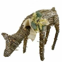 Cheap ❤️ Northlight 38" LED Drinking Rattan Deer Fawn 🎅 Christmas Yard Decorations ✔️