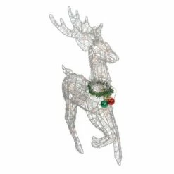 Deals 💯 Northlight 25" Silver and Green Lighted Prancing Reindeer 🎅 Christmas Outdoor Decor 🛒