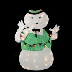 Best deal 👏 Northlight 33" Pre-Lit White and Green Snowman 🎅 Christmas Outdoor Decor 😍