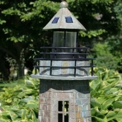 New 🛒 Sunnydaze Decor Sunnydaze Outdoor Backyard Garden Nautical Lighthouse Solar LED Pathlight Statue Figurine - 35" - Brick ✔️ -Outdoor Lighting Store unnamed file 1142