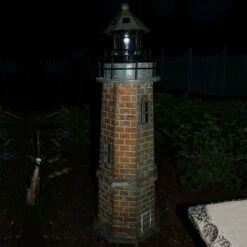 New 🛒 Sunnydaze Decor Sunnydaze Outdoor Backyard Garden Nautical Lighthouse Solar LED Pathlight Statue Figurine - 35" - Brick ✔️ -Outdoor Lighting Store unnamed file 1144