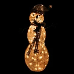 Cheap 😀 Northlight 43" Pre-Lit White and Gold Snowman Outdoor 🎄 Christmas Yard Decor 👏