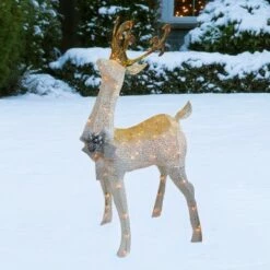 Cheapest 🥰 Northlight 48" White and Gold Lighted Standing Buck Outdoor 🎄 Christmas Decor 😍