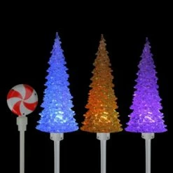 Outlet ⌛ J. Hofert Co. J. Hofert Co 18.9" Prelit Artificial 🎄 Christmas Tree Musical Color ChangingPathway Marker Lawn Stakes 3ct- Multicolor LED Lights 🔔