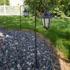 Discount 🔥 Trademark Global Pure Garden Solar 10" LED Hanging Coach Outdoor Lantern - Black - Set of 2 ❤️