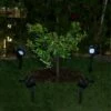 Discount 😀 Alpine Corporation Set of 4 Outdoor Solar Powered Pathway LED Light Stakes Silver/Black 😍 -Outdoor Lighting Store unnamed file 1543