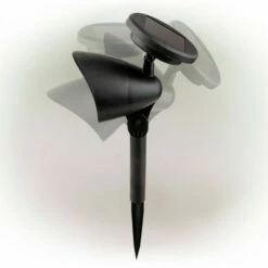 Discount 😀 Alpine Corporation Set of 4 Outdoor Solar Powered Pathway LED Light Stakes Silver/Black 😍 -Outdoor Lighting Store unnamed file 1545