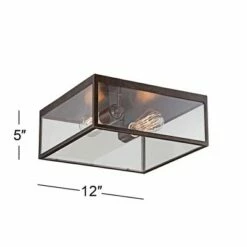 Wholesale 🧨 John Timberland Modern Outdoor Ceiling Light Fixture Bronze 12" Square Clear Glass Damp Rated for Exterior House Porch Patio 👏 -Outdoor Lighting Store unnamed file 209