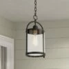 New 🌟 John Timberland Modern Outdoor Hanging Light Fixture Black Warm Brass Metal 15" Clear Glass for Exterior House Porch Patio Outside 🎁