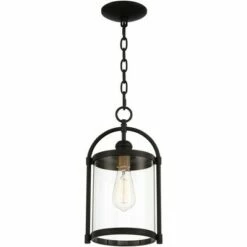 New 🌟 John Timberland Modern Outdoor Hanging Light Fixture Black Warm Brass Metal 15" Clear Glass for Exterior House Porch Patio Outside 🎁 -Outdoor Lighting Store unnamed file 2141