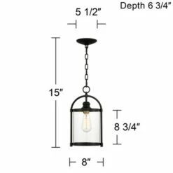 New 🌟 John Timberland Modern Outdoor Hanging Light Fixture Black Warm Brass Metal 15" Clear Glass for Exterior House Porch Patio Outside 🎁 -Outdoor Lighting Store unnamed file 2143