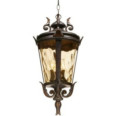 Best Sale โญ John Timberland Mediterranean Outdoor Ceiling Light Hanging Bronze Scroll 23 3/4" Champagne ๐จ Hammered Glass Damp Rated for Patio ๐งจ 6 Best Sale โญ John Timberland Mediterranean Outdoor Ceiling Light Hanging Bronze Scroll 23 3/4" Champagne ๐จ Hammered Glass Damp Rated for Patio ๐งจ - Image 4