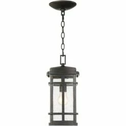 Best Sale 🤩 John Timberland Mission Outdoor Ceiling Light Hanging Oil Rubbed Bronze 14 1/2" Clear Seedy Glass Exterior House Porch Patio Deck 😍 -Outdoor Lighting Store unnamed file 2192