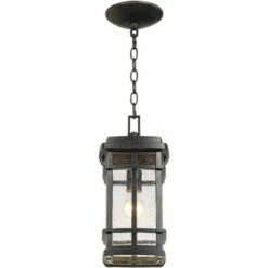 Best Sale 🤩 John Timberland Mission Outdoor Ceiling Light Hanging Oil Rubbed Bronze 14 1/2" Clear Seedy Glass Exterior House Porch Patio Deck 😍 -Outdoor Lighting Store unnamed file 2193