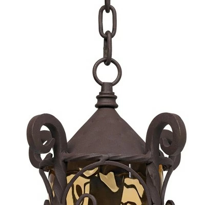 Hot Sale 🥰 John Timberland Traditional Outdoor Light Hanging Dark Walnut Iron Scroll 15" Champagne Water Glass Damp Rated for Exterior Porch 🥰 4 Hot Sale 🥰 John Timberland Traditional Outdoor Light Hanging Dark Walnut Iron Scroll 15" Champagne Water Glass Damp Rated for Exterior Porch 🥰 - Image 2