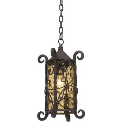 Hot Sale 🥰 John Timberland Traditional Outdoor Light Hanging Dark Walnut Iron Scroll 15" Champagne Water Glass Damp Rated for Exterior Porch 🥰 7 Hot Sale 🥰 John Timberland Traditional Outdoor Light Hanging Dark Walnut Iron Scroll 15" Champagne Water Glass Damp Rated for Exterior Porch 🥰 - Image 5