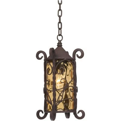 Hot Sale 🥰 John Timberland Traditional Outdoor Light Hanging Dark Walnut Iron Scroll 15" Champagne Water Glass Damp Rated for Exterior Porch 🥰 8 Hot Sale 🥰 John Timberland Traditional Outdoor Light Hanging Dark Walnut Iron Scroll 15" Champagne Water Glass Damp Rated for Exterior Porch 🥰 - Image 6