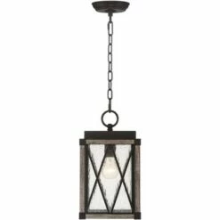 Outlet 👏 Possini Euro Design Rustic Outdoor Ceiling Light Hanging Bronze Wood Finish 14 1/2" Clear Seedy Glass Lantern Exterior House Porch Patio ⭐ -Outdoor Lighting Store unnamed file 2208