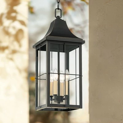 Hot Sale ๐ John Timberland Traditional Outdoor Hanging Light Fixture Black Warm Gold 24 3/4" Clear Glass Panels Exterior House Porch Patio โค๏ธ 2 Hot Sale ๐ John Timberland Traditional Outdoor Hanging Light Fixture Black Warm Gold 24 3/4" Clear Glass Panels Exterior House Porch Patio โค๏ธ