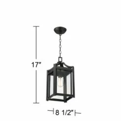 Budget 🤩 Franklin Iron Works Rustic Farmhouse Outdoor Ceiling Light Hanging Black 17" Clear Beveled Glass Exterior House Porch Patio Deck 👍 -Outdoor Lighting Store unnamed file 2221