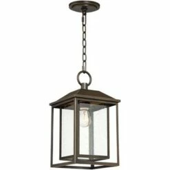 Promo 👏 Franklin Iron Works Mission Outdoor Ceiling Light Hanging Bronze 16 3/4" Textured Glass Lantern for Exterior House Porch Patio 🎁 -Outdoor Lighting Store unnamed file 2233