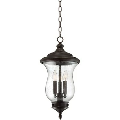 Brand new 👍 Franklin Iron Works Outdoor Ceiling Light Hanging LED Dimmable Bronze 22" Clear Seedy Glass for Exterior House Porch Patio 🔔 6 Brand new 👍 Franklin Iron Works Outdoor Ceiling Light Hanging LED Dimmable Bronze 22" Clear Seedy Glass for Exterior House Porch Patio 🔔 - Image 5