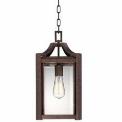 Promo 🌟 Franklin Iron Works Modern Outdoor Ceiling Light Hanging Rustic Bronze 17" Clear Glass Damp Rated for Exterior Porch Entryway 😀 -Outdoor Lighting Store unnamed file 2254