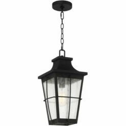 Discount ⭐ John Timberland Modern Outdoor Hanging Light Fixture Rich Black 18" Clear Seeded Glass for Exterior House Porch Patio Outside Deck ⭐ -Outdoor Lighting Store unnamed file 2275