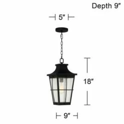 Discount ⭐ John Timberland Modern Outdoor Hanging Light Fixture Rich Black 18" Clear Seeded Glass for Exterior House Porch Patio Outside Deck ⭐ -Outdoor Lighting Store unnamed file 2276