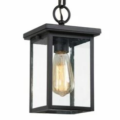 Best Pirce 😉 Square Glass/Metal Outdoor Pendant Lamp Black - LNC 😍 -Outdoor Lighting Store unnamed file 2286