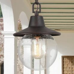 Cheap 🌟 Globe Glass/Metal Outdoor Pendant Lamp Rusty - LNC ⌛