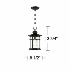 Coupon 🎉 Franklin Iron Works Modern Outdoor Hanging Light Matte Black 13 3/4" Clear Seedy Glass Exterior House Porch Patio Outside Deck ⌛ -Outdoor Lighting Store unnamed file 2328