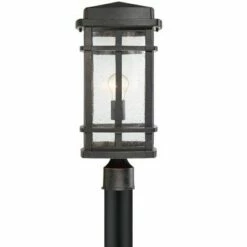 Wholesale 🎁 John Timberland Mission Outdoor Post Light Fixture Oil Rubbed Bronze 19 1/4" Clear Seedy Glass for Exterior Garden Yard Walkway ✨ -Outdoor Lighting Store unnamed file 2403