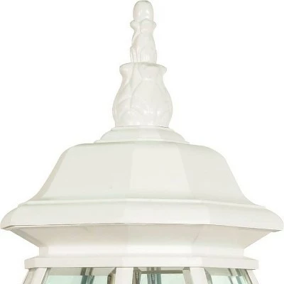 Coupon ✔️ 3 Light Outdoor Post Lantern with Beveled Glass Shade White - Aurora Lighting ⌛ 5 Coupon ✔️ 3 Light Outdoor Post Lantern with Beveled Glass Shade White - Aurora Lighting ⌛ - Image 3