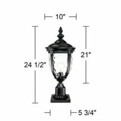 Outlet ❤️ John Timberland Post Light Pier Mount Textured Black 24 1/2" 🔨 Hammered Glass for Deck Porch Patio 🌟 -Outdoor Lighting Store unnamed file 2449