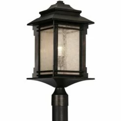 Wholesale 🌟 Franklin Iron Works Rustic Outdoor Post Light Walnut Bronze Vintage 21 1/2" Frosted Cream Glass Lantern for Exterior Garden Yard 😍 -Outdoor Lighting Store unnamed file 2471