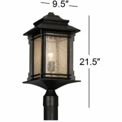 Wholesale 🌟 Franklin Iron Works Rustic Outdoor Post Light Walnut Bronze Vintage 21 1/2" Frosted Cream Glass Lantern for Exterior Garden Yard 😍 -Outdoor Lighting Store unnamed file 2473