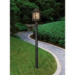Wholesale 🌟 Franklin Iron Works Rustic Outdoor Post Light Walnut Bronze Vintage 21 1/2" Frosted Cream Glass Lantern for Exterior Garden Yard 😍 -Outdoor Lighting Store unnamed file 2474