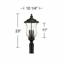 Buy 🔥 Franklin Iron Works Outdoor Post Light Fixture LED Dimmable Bronze 23" Clear Seedy Glass for Exterior Garden Yard Driveway 👏 -Outdoor Lighting Store unnamed file 2487