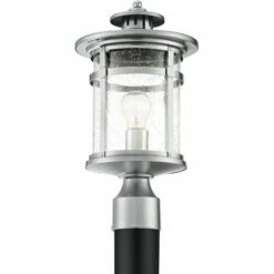 Buy 🔔 Franklin Iron Works Industrial Outdoor Post Light Chrome 16" Clear Seedy Glass Lantern for Exterior Garden Yard Patio Driveway 🧨 -Outdoor Lighting Store unnamed file 2495