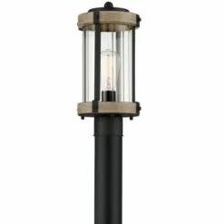 Best reviews of 🌟 John Timberland Rustic Outdoor Post Light Fixture Black Metal Gray Wood Finish 14 1/2" Clear Glass for Exterior House Porch Patio Outside 🤩 -Outdoor Lighting Store unnamed file 2507