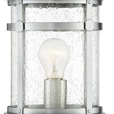 Discount ✨ Franklin Iron Works Industrial Outdoor Post Light Fixture with Adaptor Chrome 15 1/2" Seedy Glass Damp Location for Exterior House ⭐ 4 Discount ✨ Franklin Iron Works Industrial Outdoor Post Light Fixture with Adaptor Chrome 15 1/2" Seedy Glass Damp Location for Exterior House ⭐ - Image 2