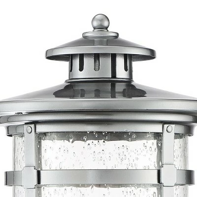 Discount ✨ Franklin Iron Works Industrial Outdoor Post Light Fixture with Adaptor Chrome 15 1/2" Seedy Glass Damp Location for Exterior House ⭐ 5 Discount ✨ Franklin Iron Works Industrial Outdoor Post Light Fixture with Adaptor Chrome 15 1/2" Seedy Glass Damp Location for Exterior House ⭐ - Image 3